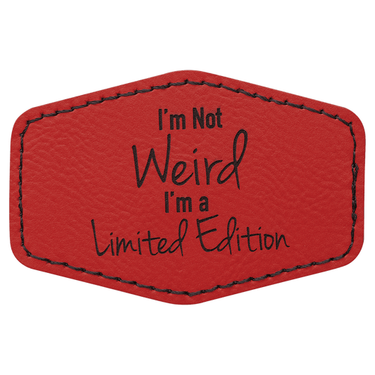 Red Engravable Leatherette Hex Patch with Kota Pro Adhesive - 3" x 2"