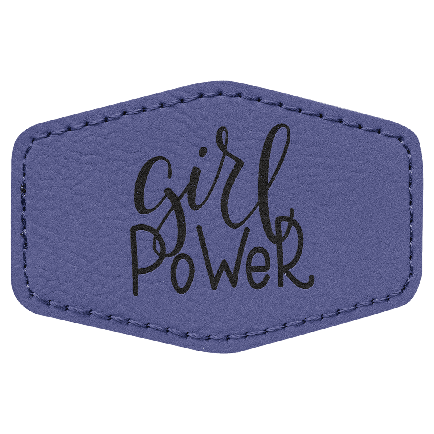 Purple Engravable Leatherette Hex Patch with Kota Pro Adhesive - 3" x 2"