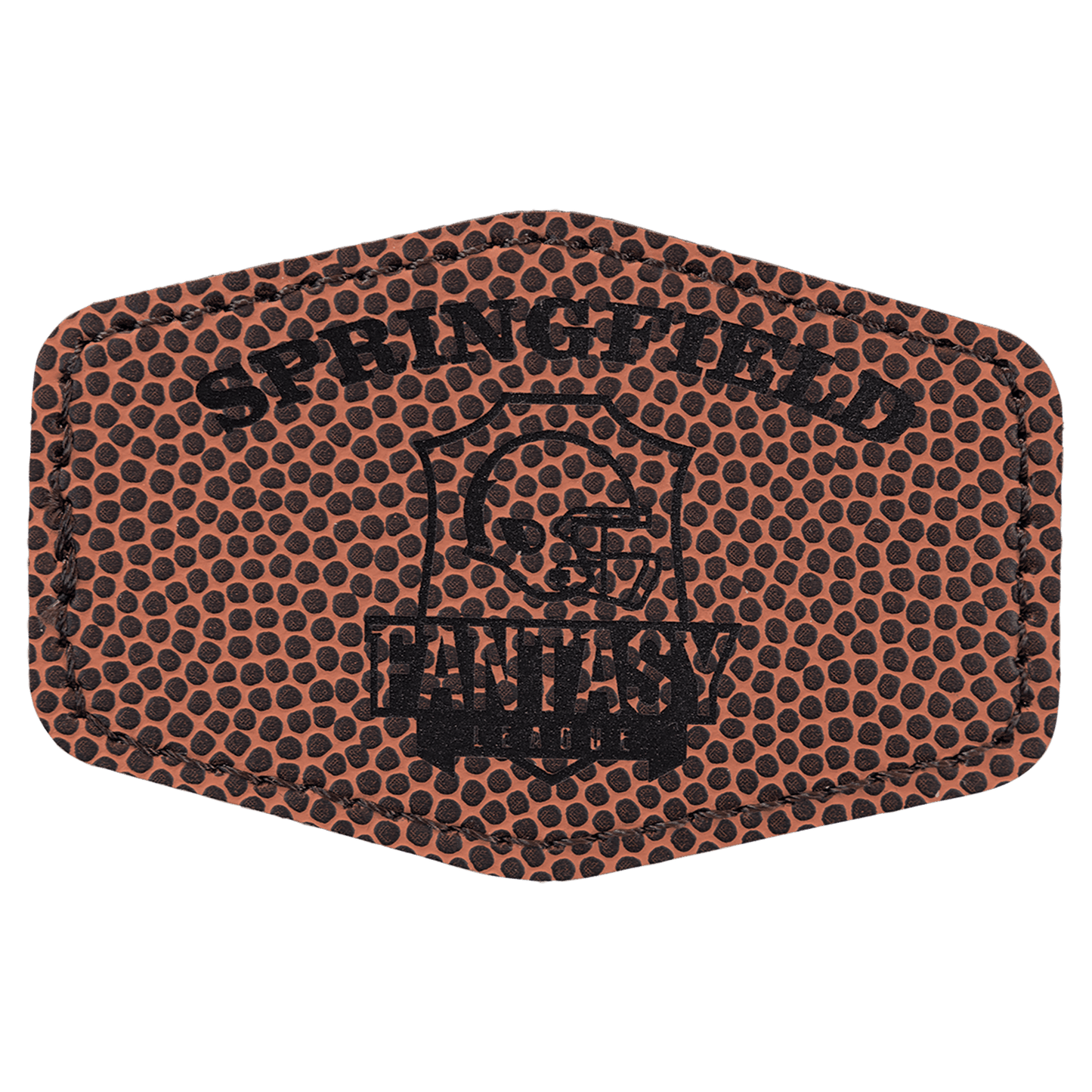 3" x 2" Football Laserable Leatherette Hex Patch with Kota Pro Adhesive
