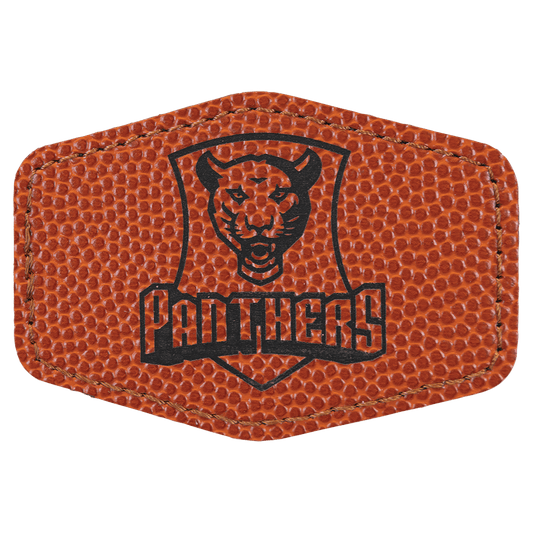 3" x 2" Basketball Laserable Leatherette Hex Patch with Kota Pro Adhesive