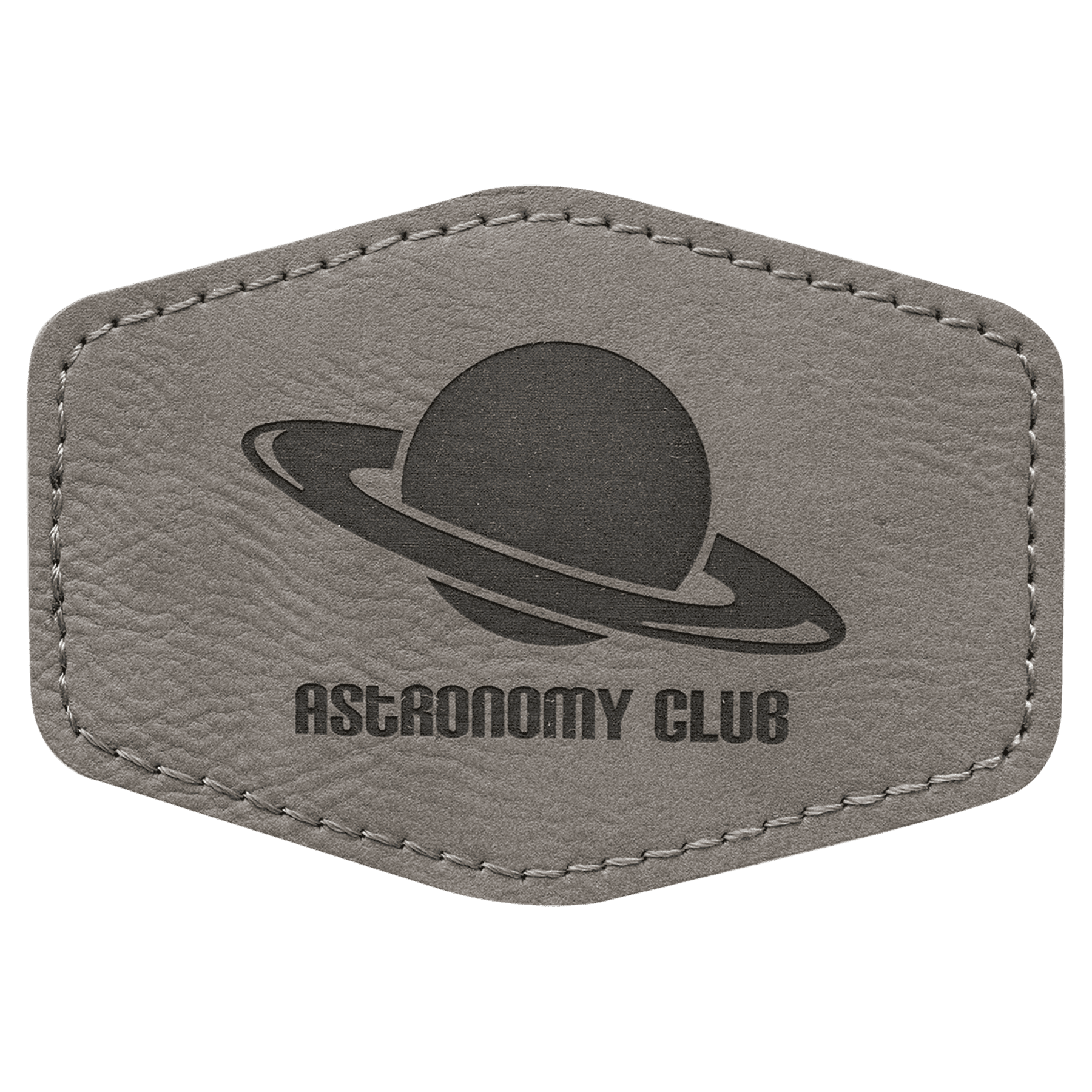 3 1/2" x 2 1/2" Gray Laserable Leatherette Hex Patch with Kota Pro Adhesive
