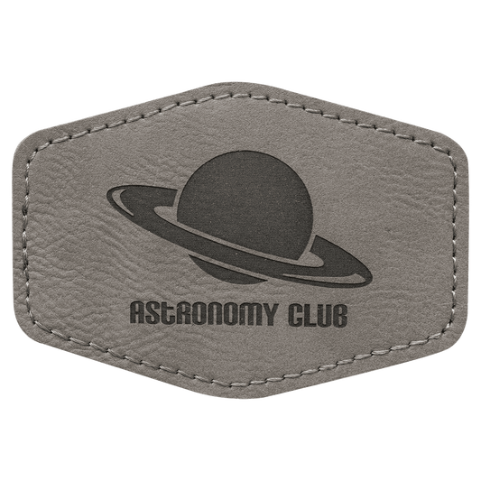 3 1/2" x 2 1/2" Gray Laserable Leatherette Hex Patch with Kota Pro Adhesive