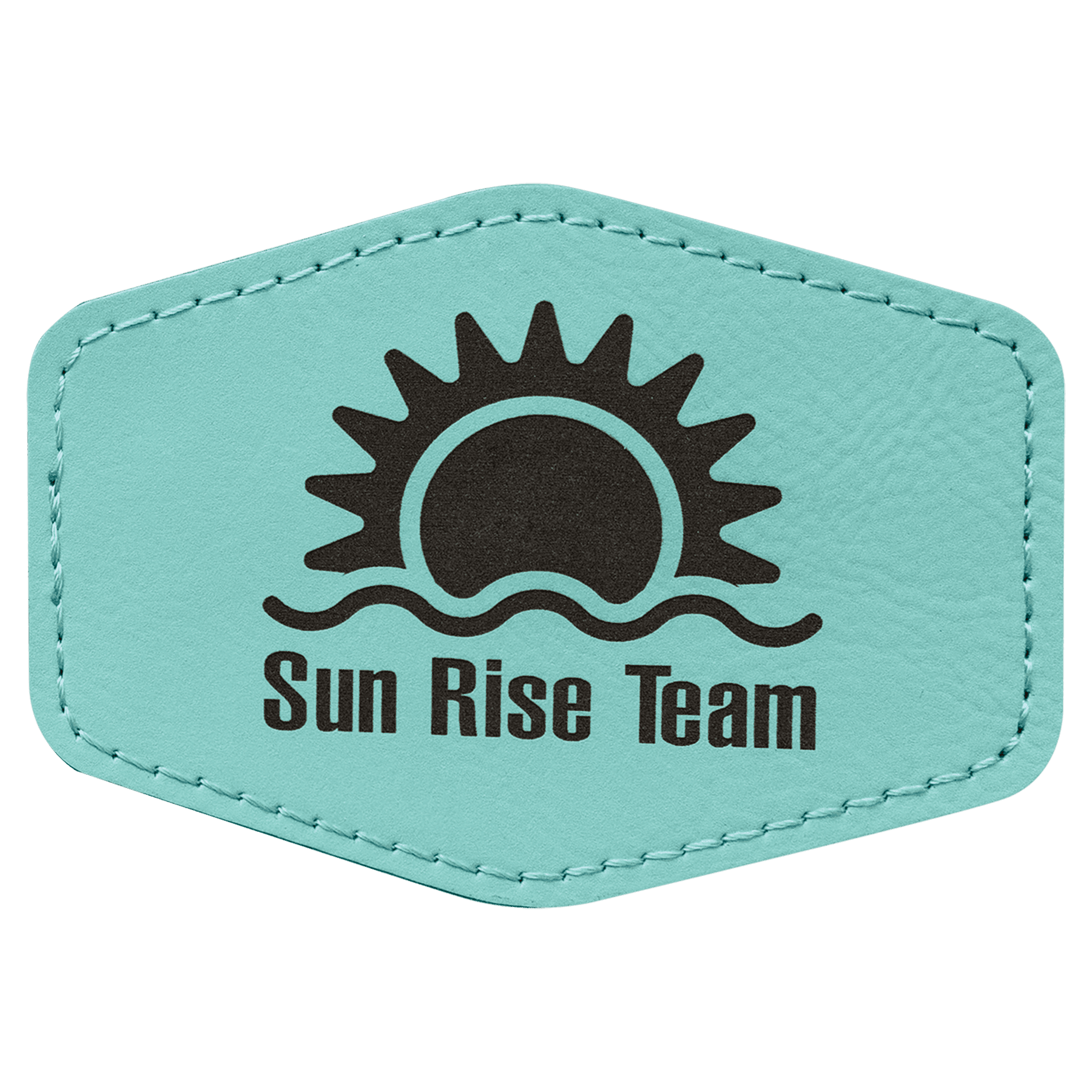 Teal Engravable Leatherette Hex Patch with Kota Pro Adhesive - 3 1/2" x 2 1/2"