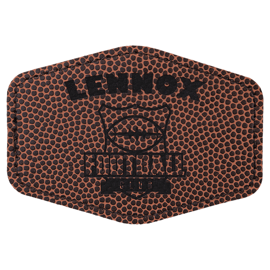 3 1/2" x 2 1/2" Football Laserable Leatherette Hex Patch with Kota Pro Adhesive