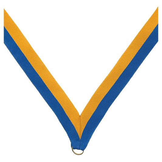7/8" Blue/Gold Neck Ribbon without Snap Clip