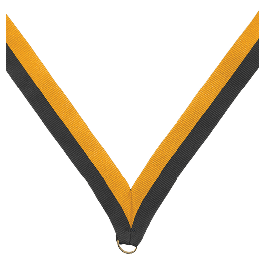 7/8" Black/Gold Neck Ribbon without Snap Clip