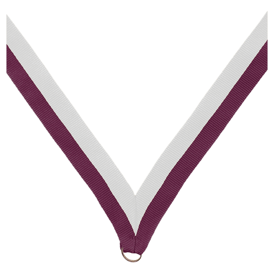 7/8" Maroon/White Neck Ribbon without Snap Clip