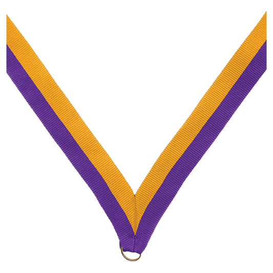 7/8" Purple/Gold Neck Ribbon without Snap Clip