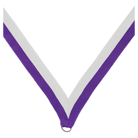 7/8" Purple/White Neck Ribbon without Snap Clip