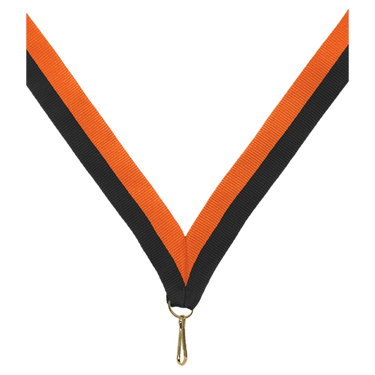 7/8" Black/Orange Neck Ribbon with Snap Clip
