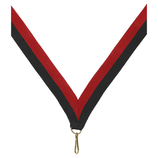 7/8" Black/Red Neck Ribbon with Snap Clip