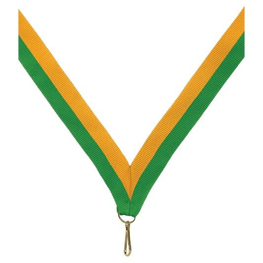 7/8" Green/Gold Neck Ribbon with Snap Clip