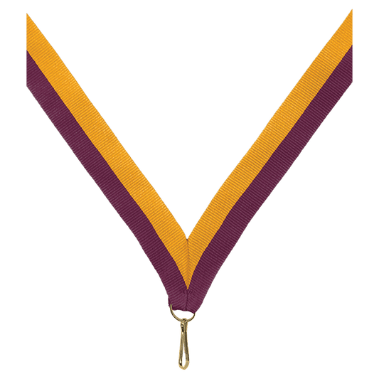 7/8" Maroon/Gold Neck Ribbon with Snap Clip
