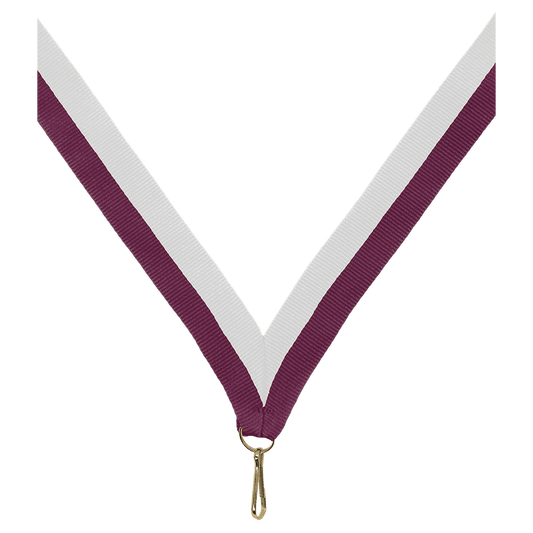 7/8" Maroon/White Neck Ribbon with Snap Clip