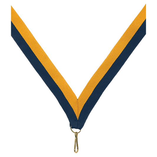 7/8" Navy Blue/Gold Neck Ribbon with Snap Clip