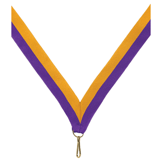 7/8" Purple/Gold Neck Ribbon with Snap Clip