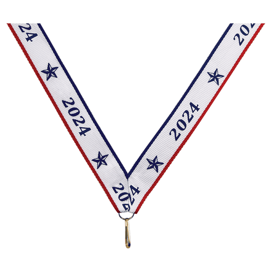 7/8" Red, White & Blue 2024 Neck Ribbon with Snap Clip