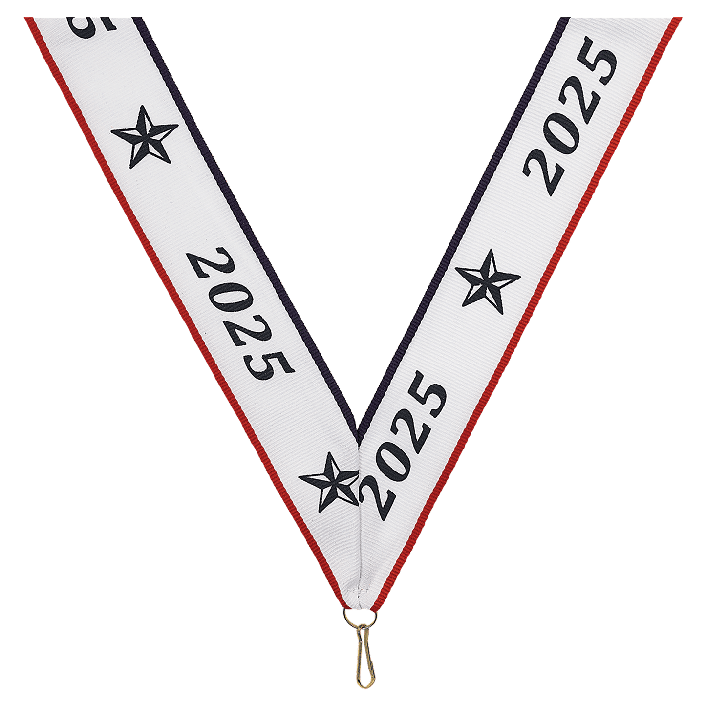 1 1/2" Red, White & Blue 2025 Neck Ribbon with Snap Clip