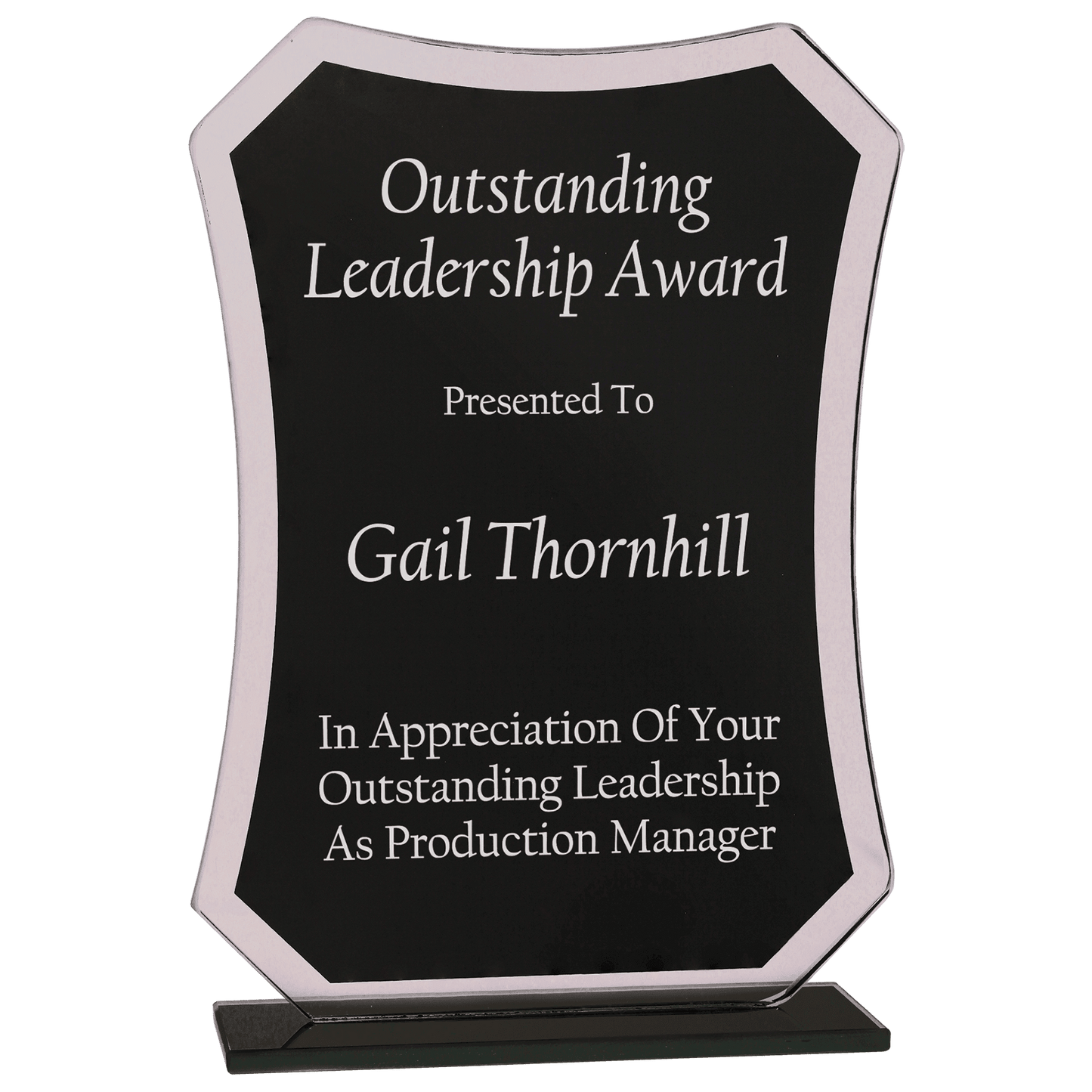Black Rectangle Reflection Glass Award - 6 1/2"