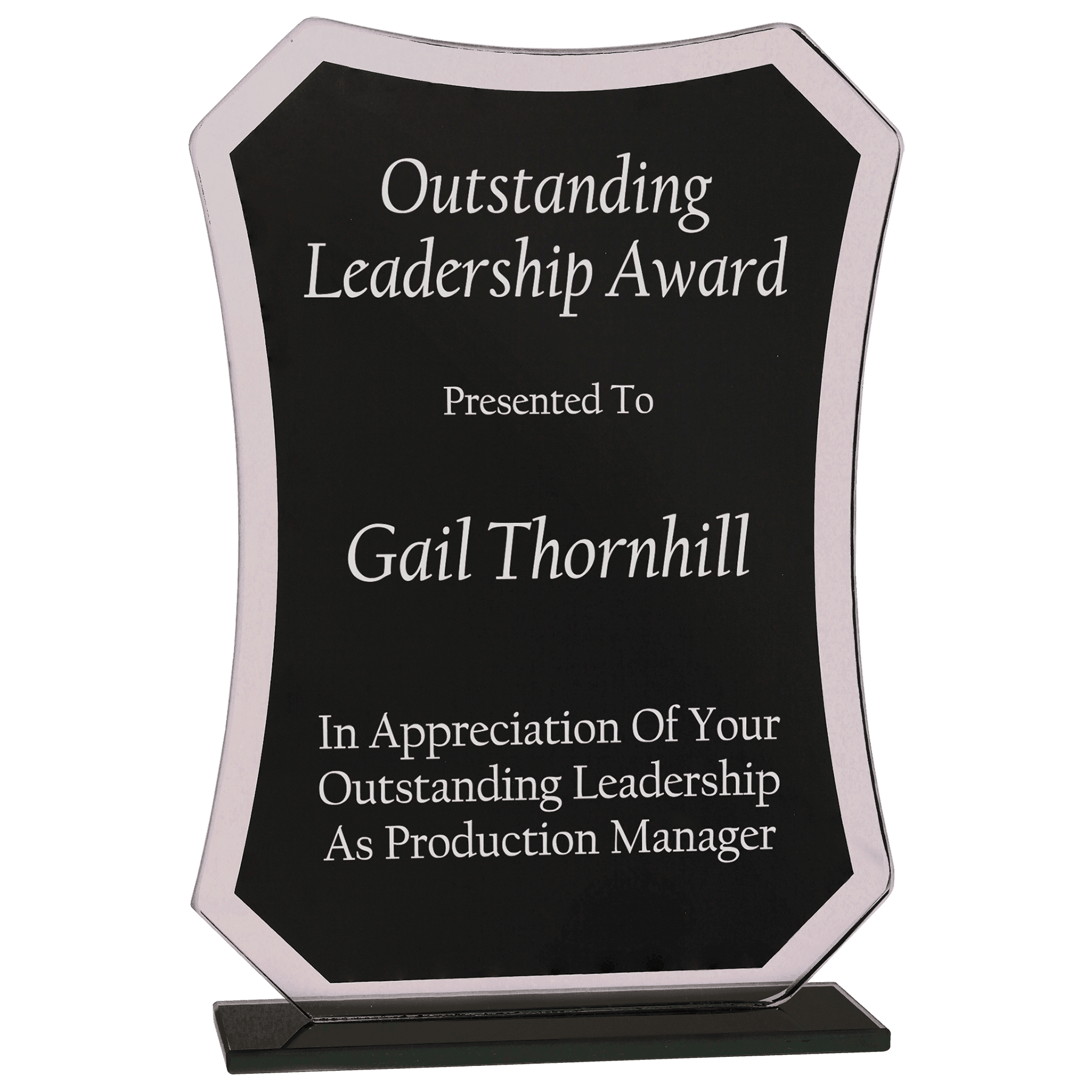 Black Rectangle Reflection Glass Award - 6 1/2"