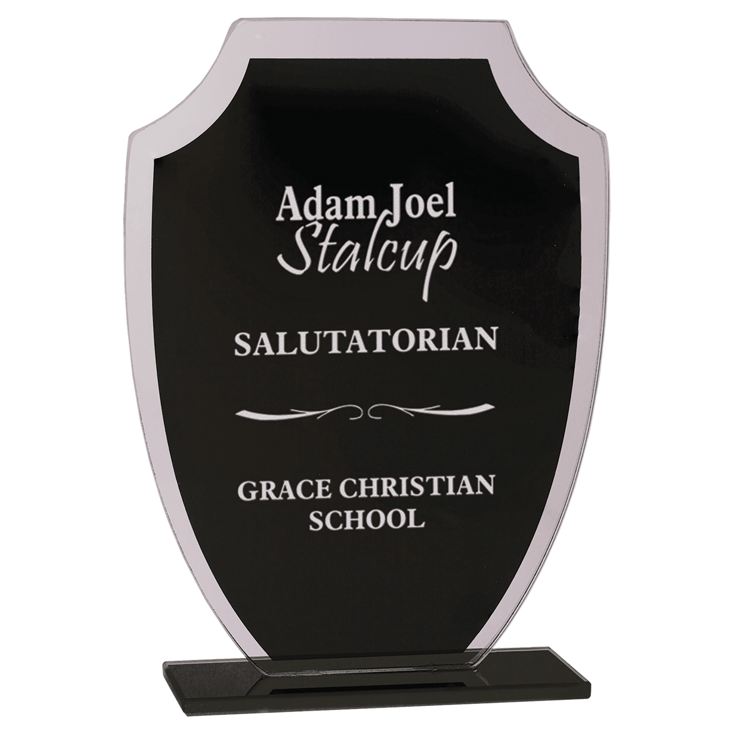 Black Shield Reflection Glass Award - 7 1/4"
