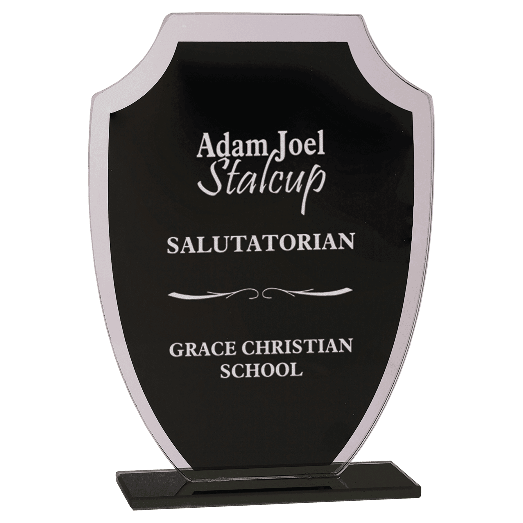 Black Shield Reflection Glass Award - 7 1/4"