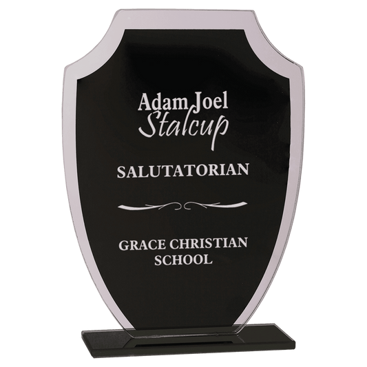Black Shield Reflection Glass Award - 7 1/4"