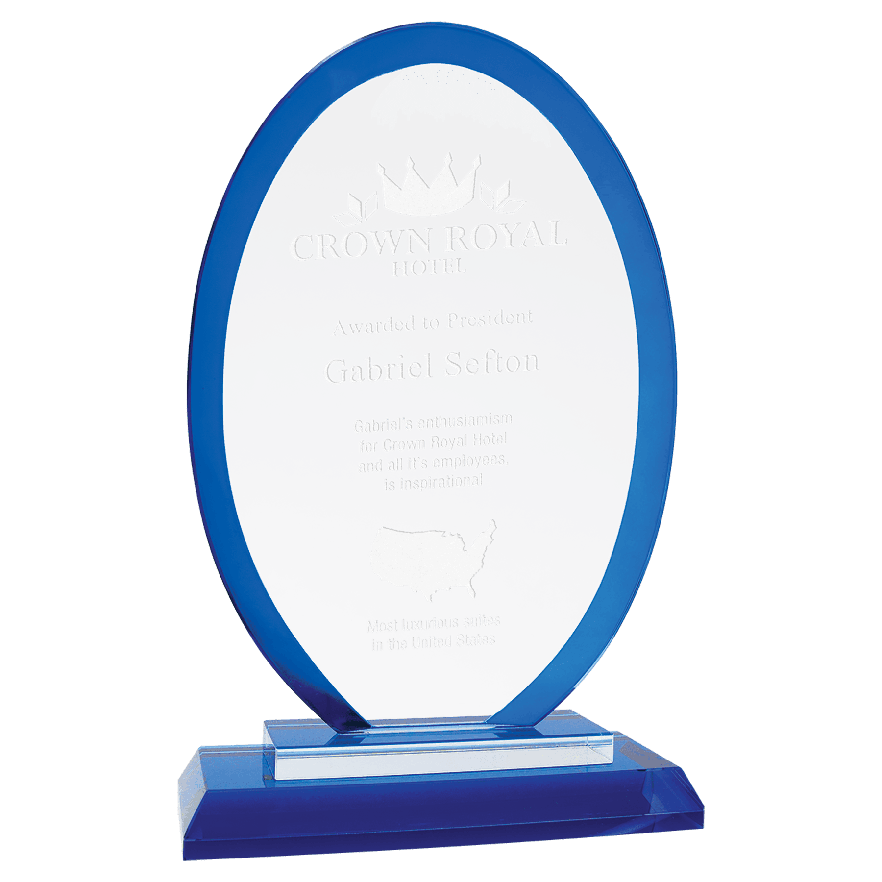 Oval Blue Regal Glass - 7 1/2"