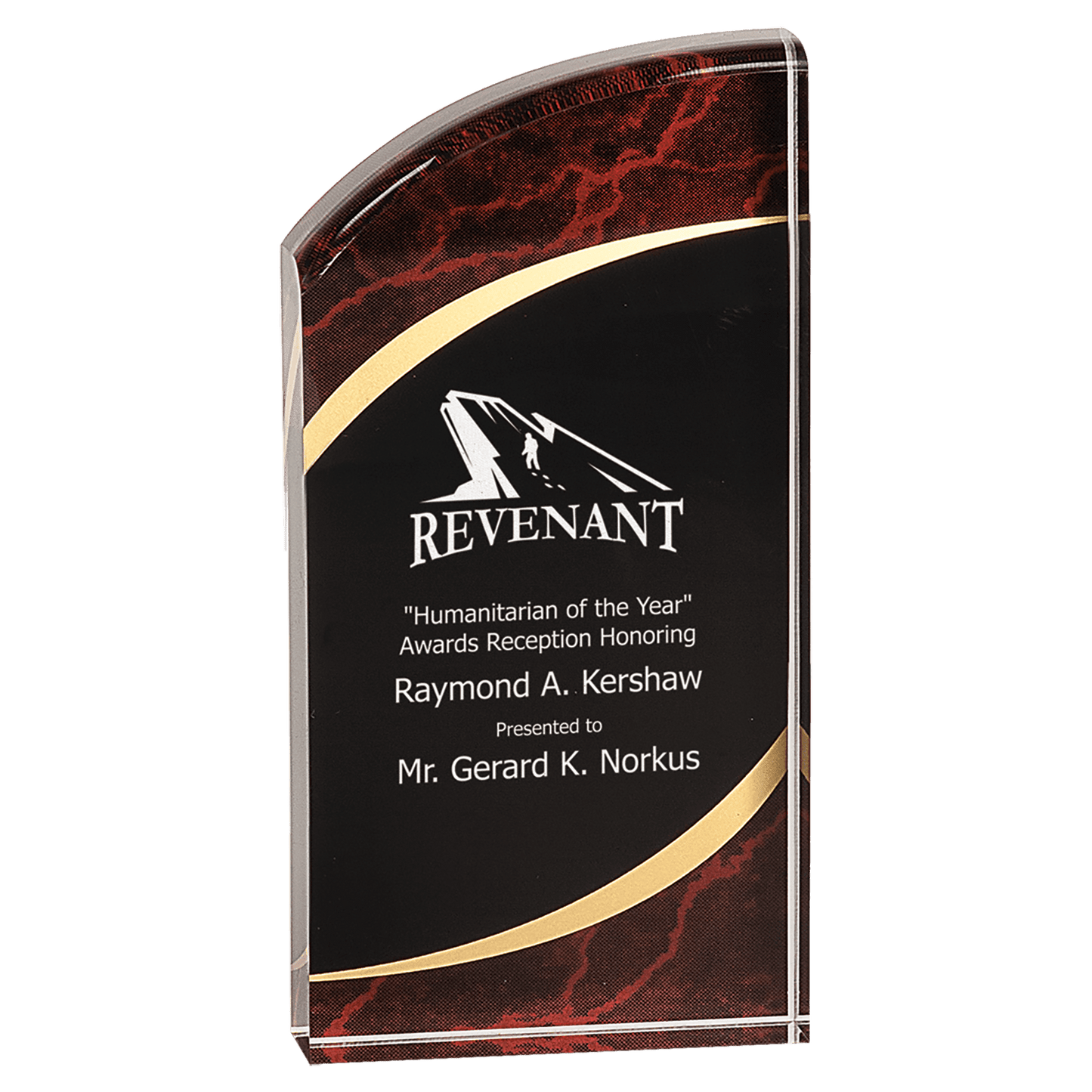 3 1/2" x 7" Red Marble Rounded Acrylic