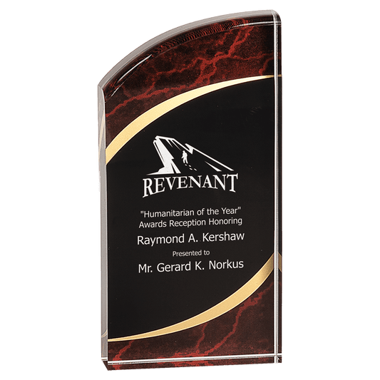 3 1/2" x 7" Red Marble Rounded Acrylic