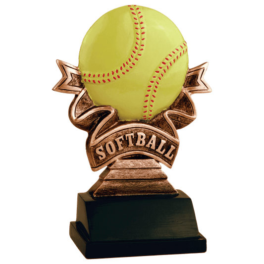 Softball Ribbon Resin - 5 1/2"