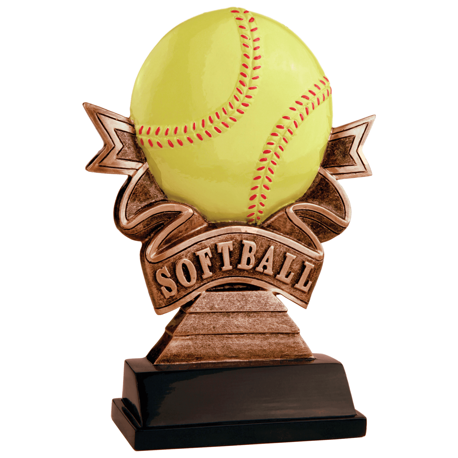 Softball Ribbon Resin - 7"