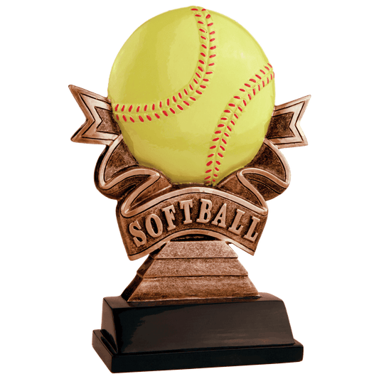 Softball Ribbon Resin - 7"