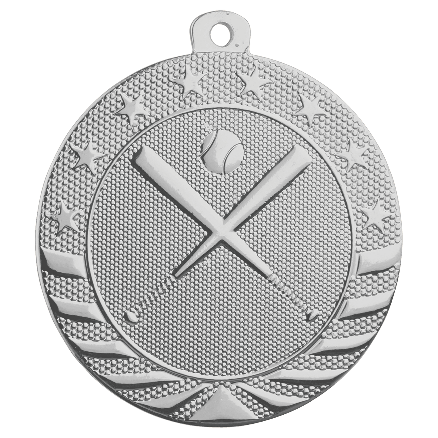 Bright Silver Baseball/Softball Starbrite Medal - 2"