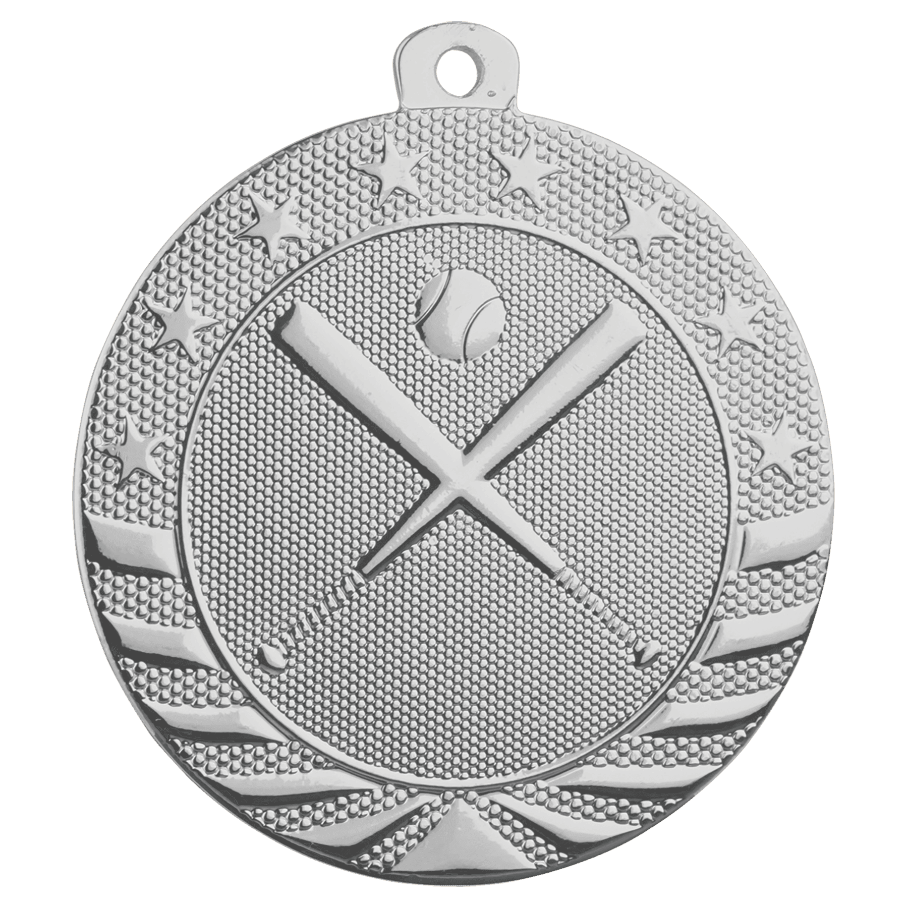 Bright Silver Baseball/Softball Starbrite Medal - 2"