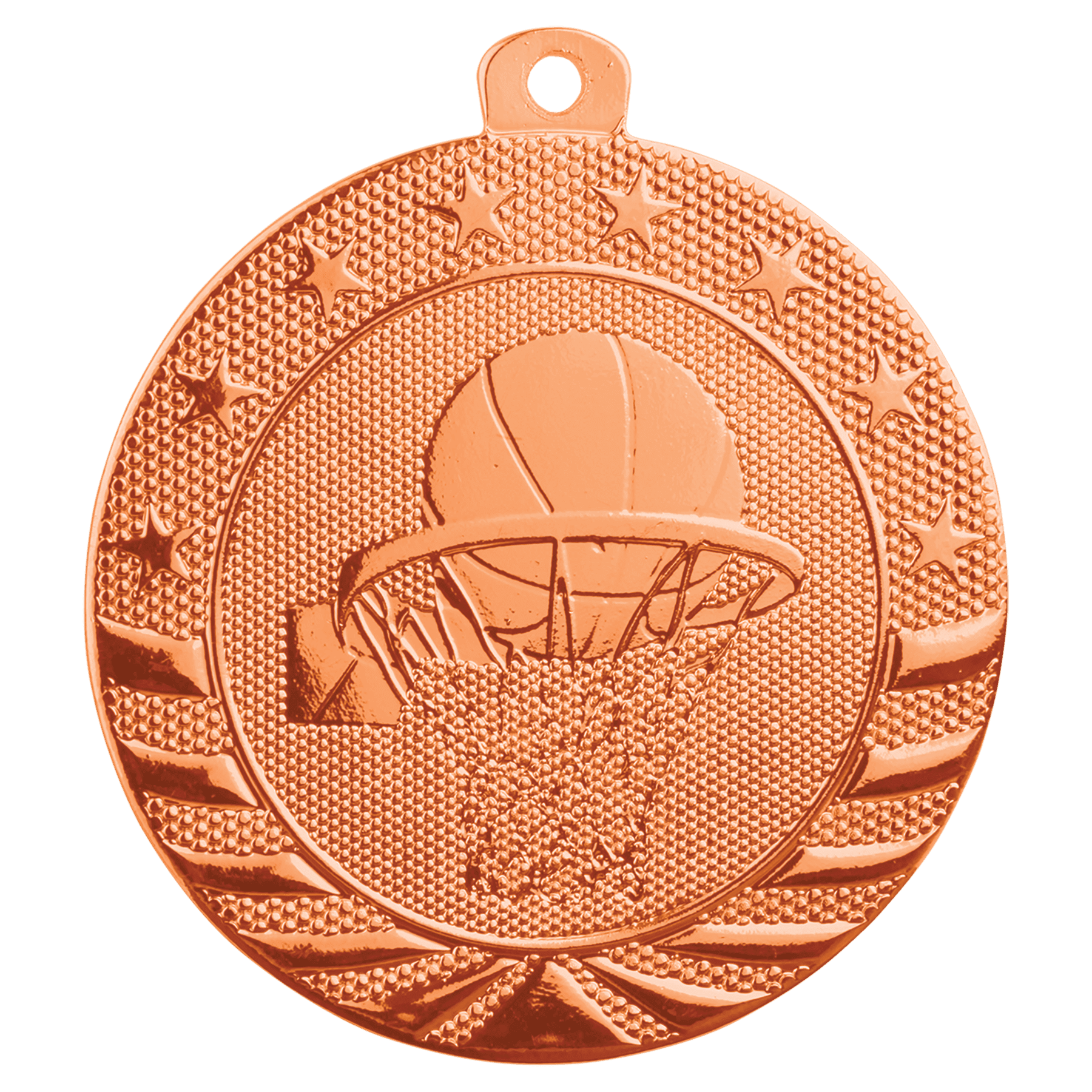 Bright Bronze Basketball Starbrite Medal - 2"