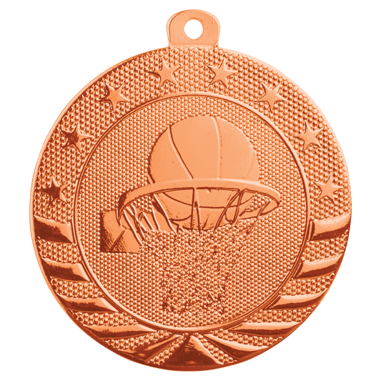 Bright Bronze Basketball Starbrite Medal - 2"