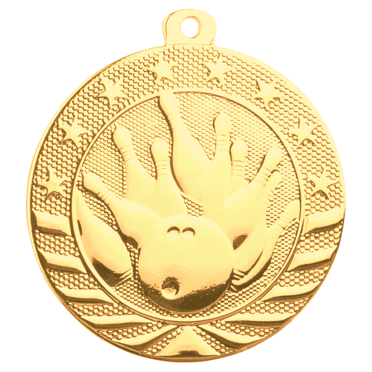 Bright Gold Bowling Starbrite Medal - 2"