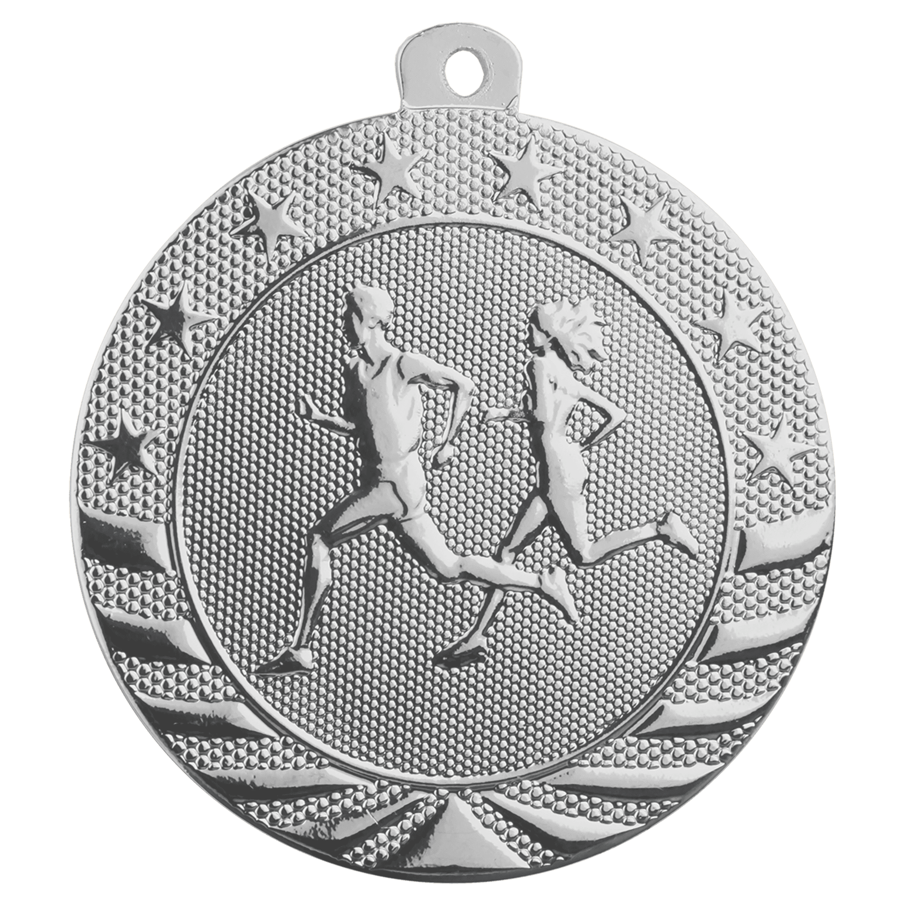 Bright Silver Cross Country Starbrite Medal - 2"
