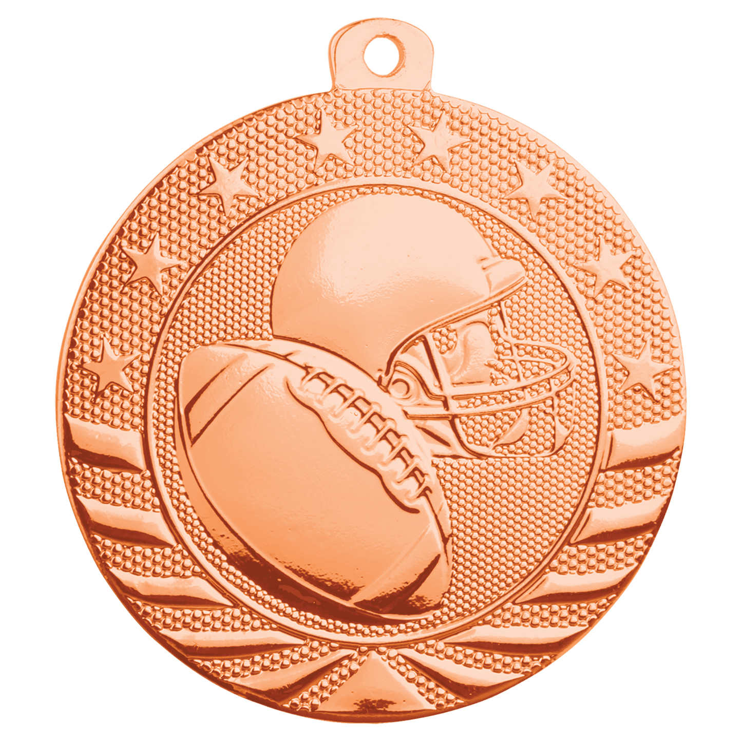 Bright Bronze Football Starbrite Medal - 2"