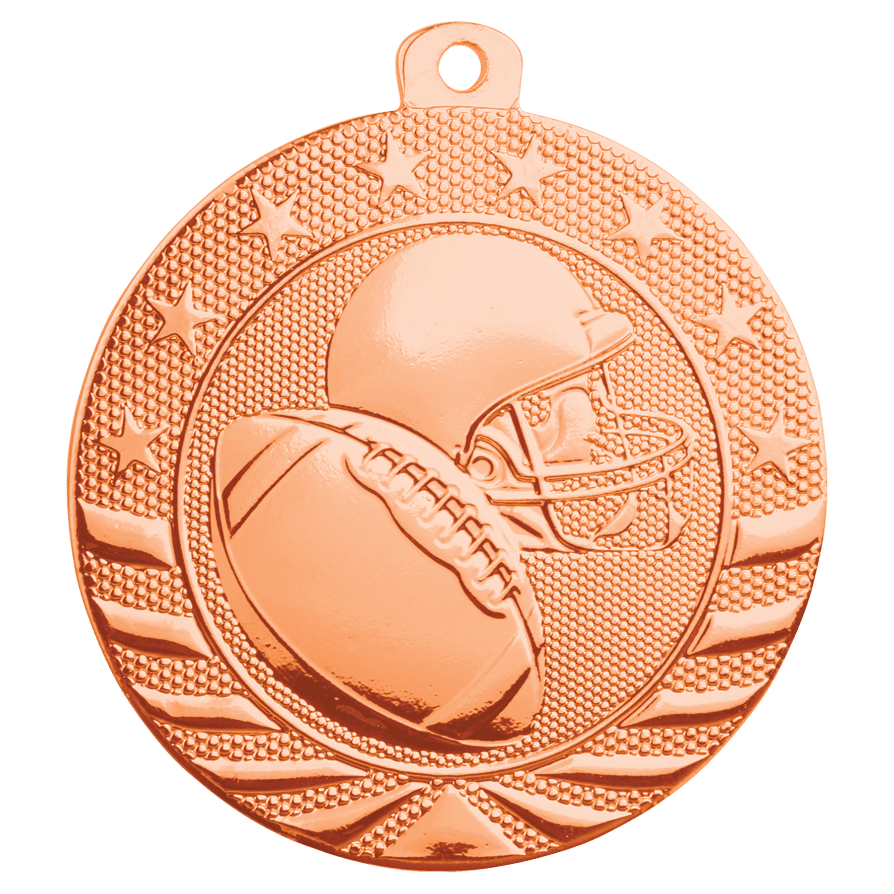 Bright Bronze Football Starbrite Medal - 2"