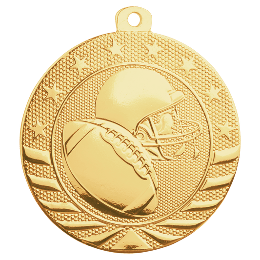 Bright Gold Football Starbrite Medal - 2"