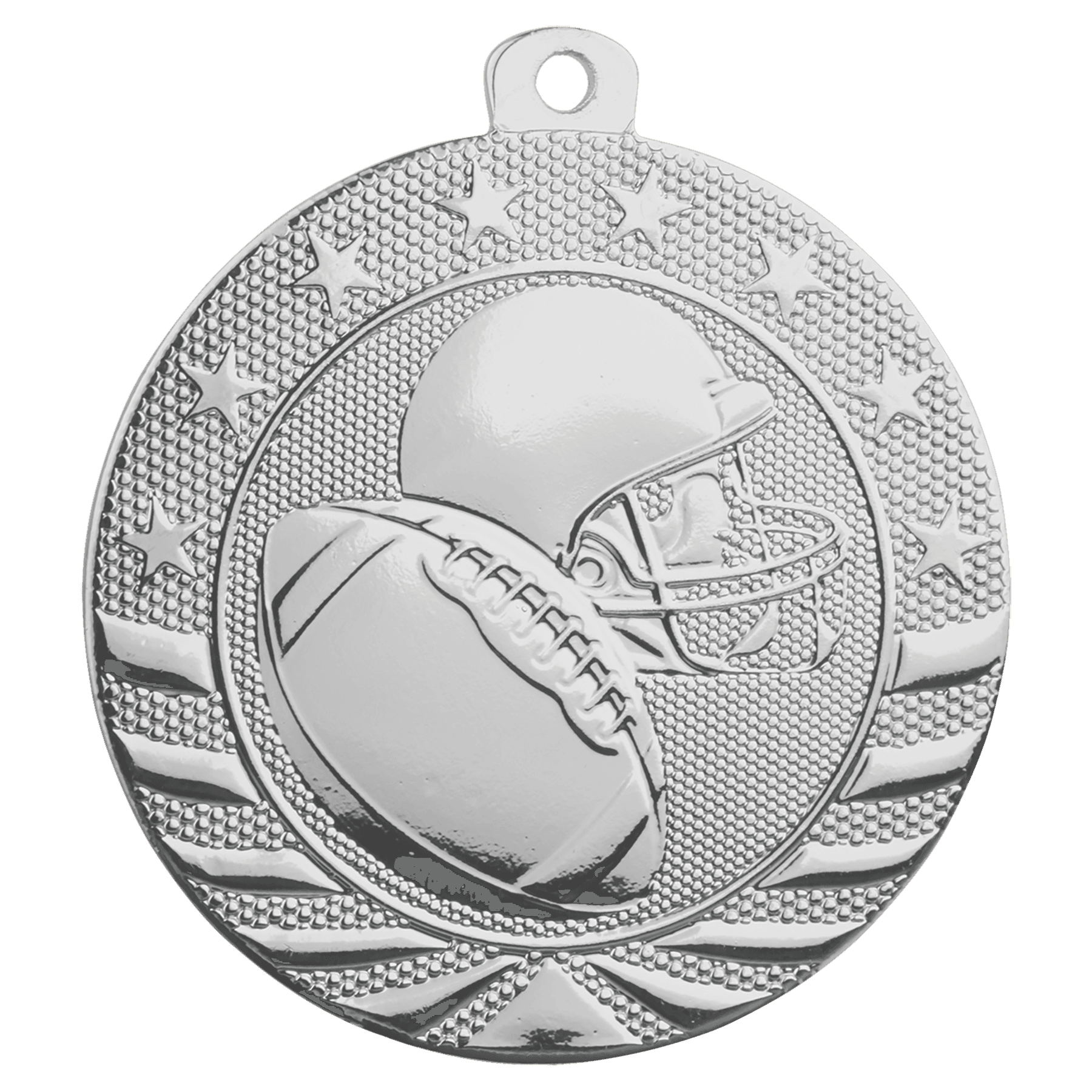 Bright Silver Football Starbrite Medal - 2"