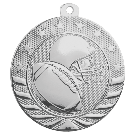 Bright Silver Football Starbrite Medal - 2"