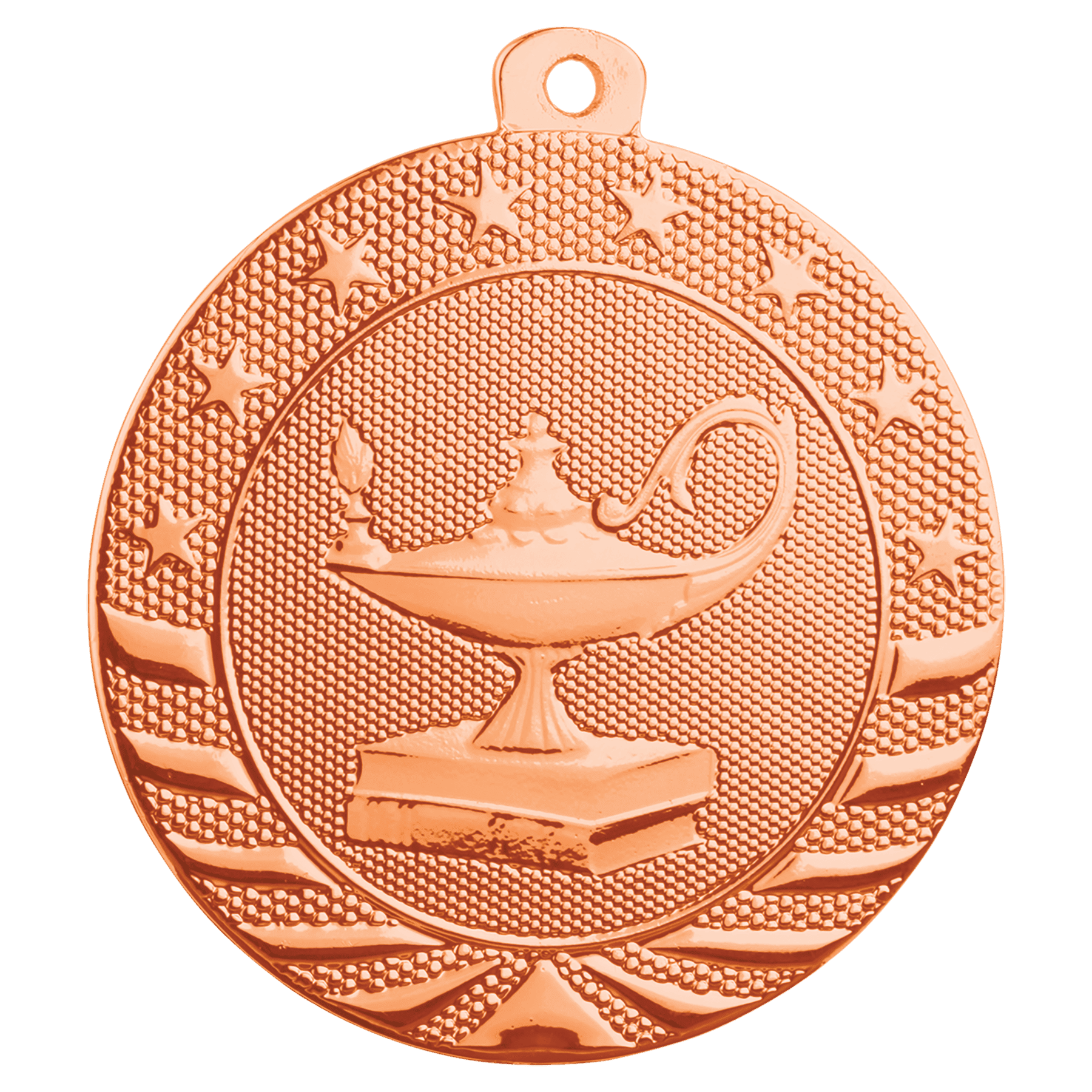 Bright Bronze Lamp of Knowledge Starbrite Medal - 2"