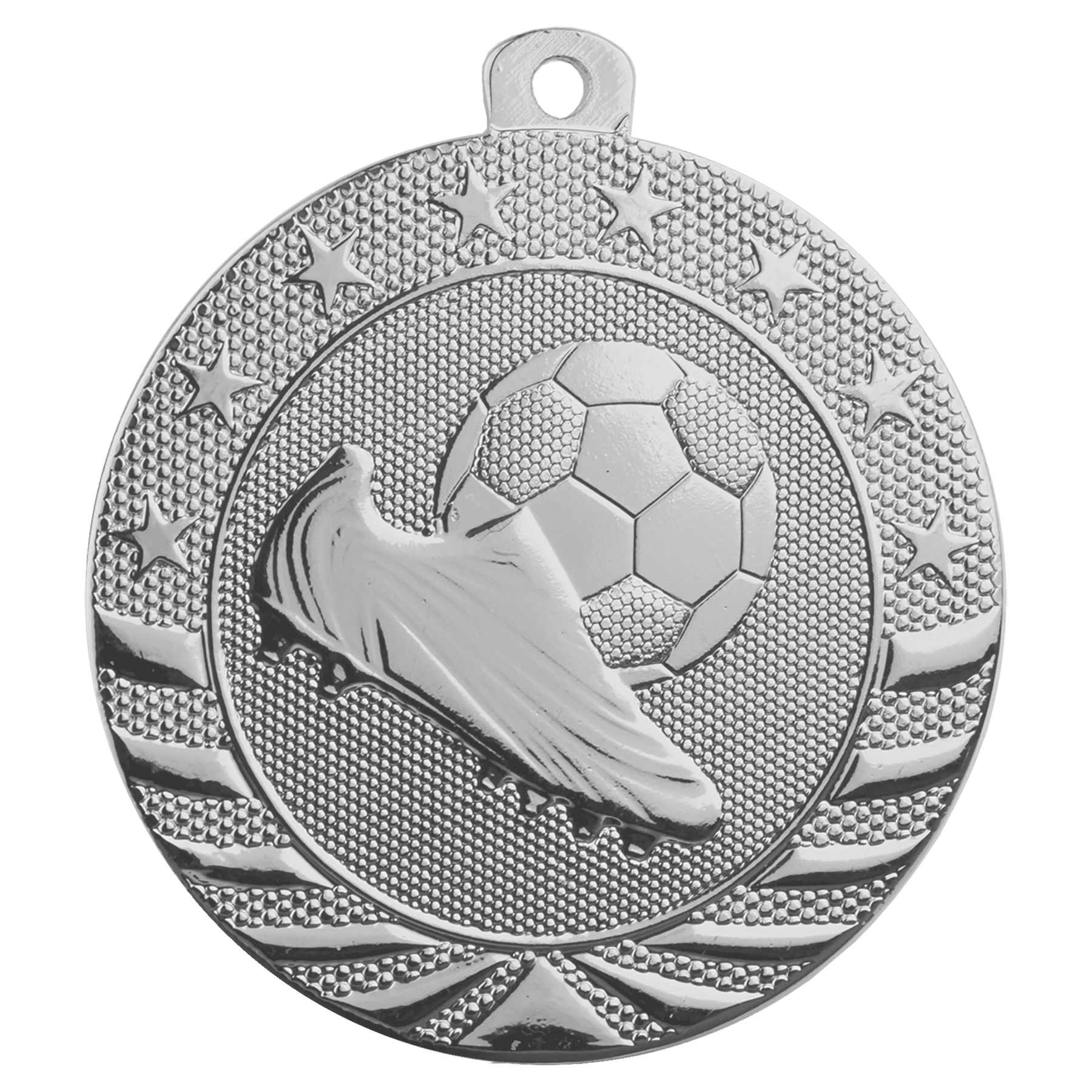 Bright Silver Soccer Starbrite Medal - 2"