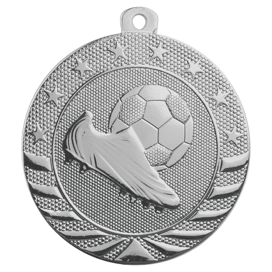 Bright Silver Soccer Starbrite Medal - 2"