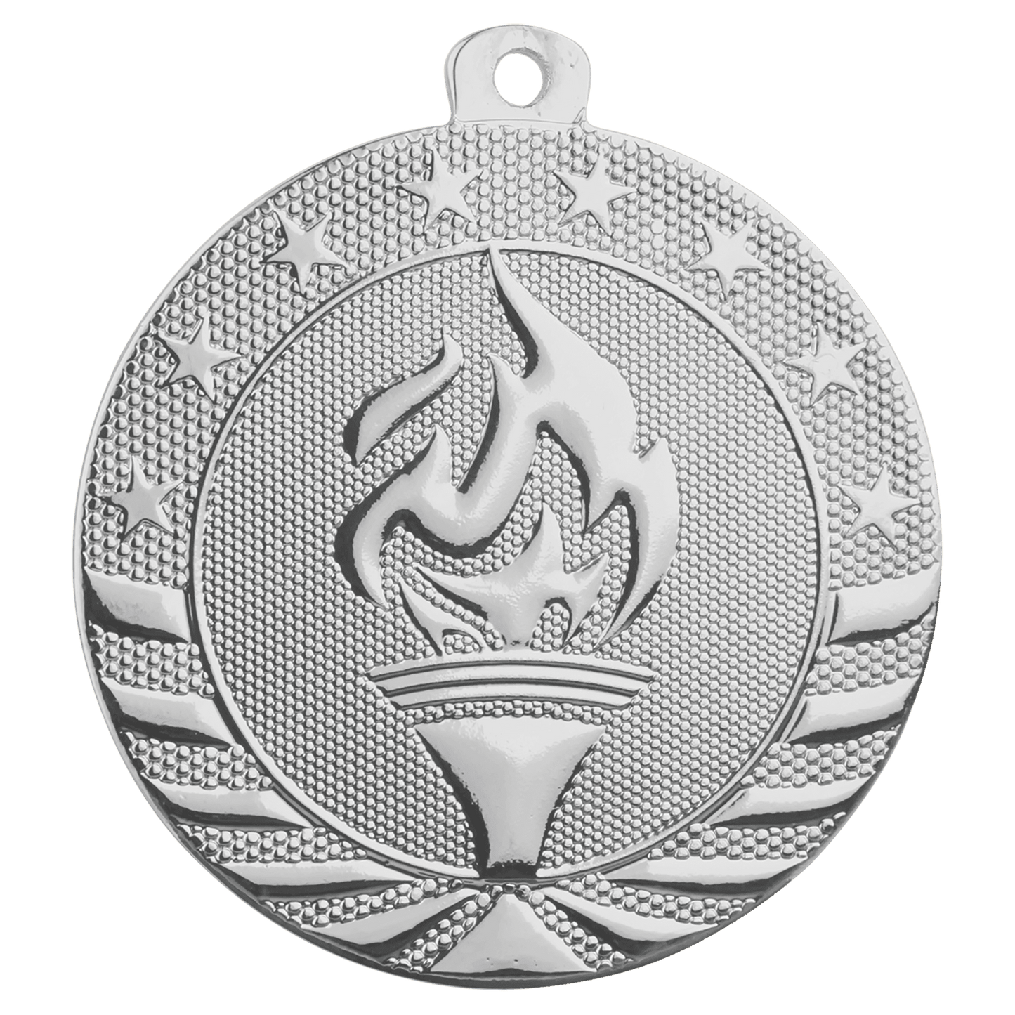 Bright Silver Torch Starbrite Medal - 2"