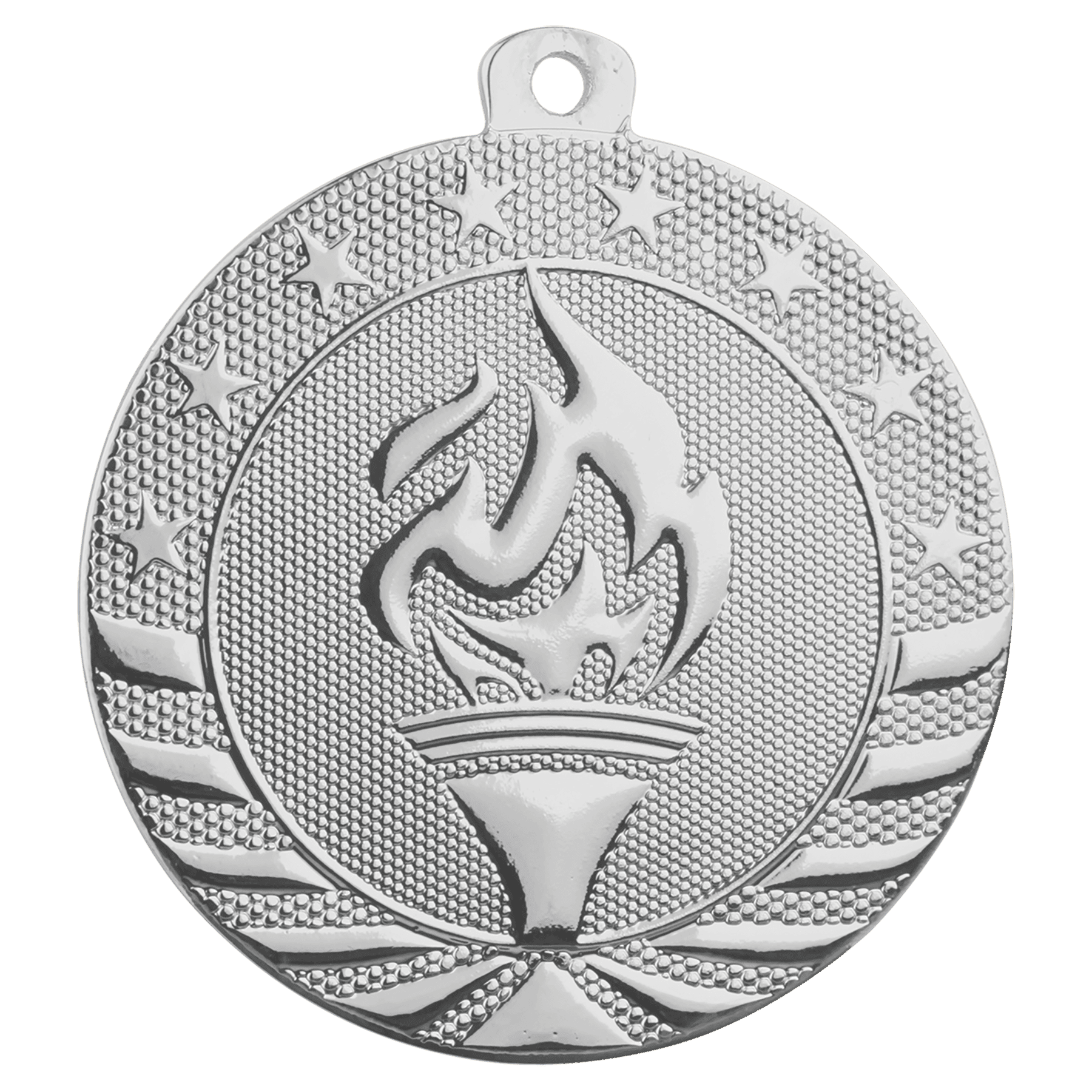 Bright Silver Torch Starbrite Medal - 2"