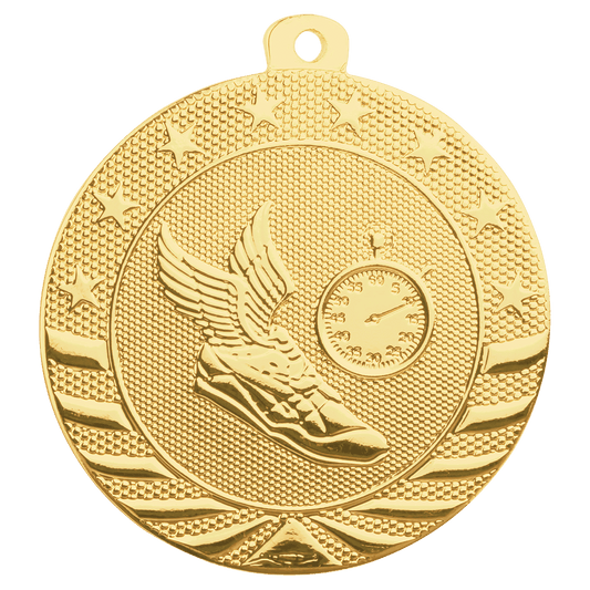 Bright Gold Track Starbrite Medal - 2"